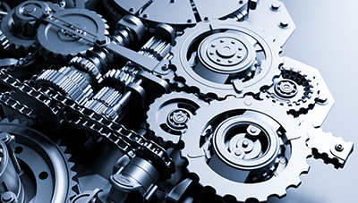 Gears and cogs mechanism industrial machine