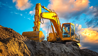 Hydraulic machine on construction site