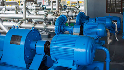 Pump and pipe line oil pressure gauge valves at plant