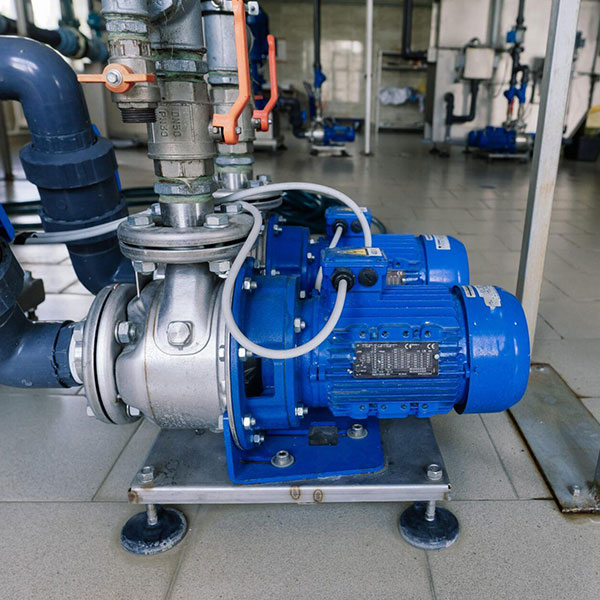 Blue pump set installed in facility