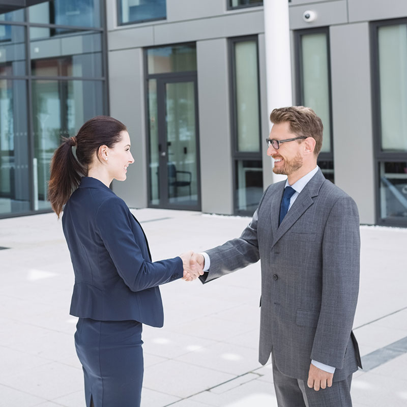Businessman shaking hands with colleague